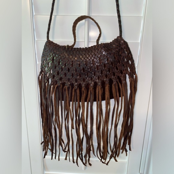 Vintage boho leather fringe bag - Picture 2 of 7